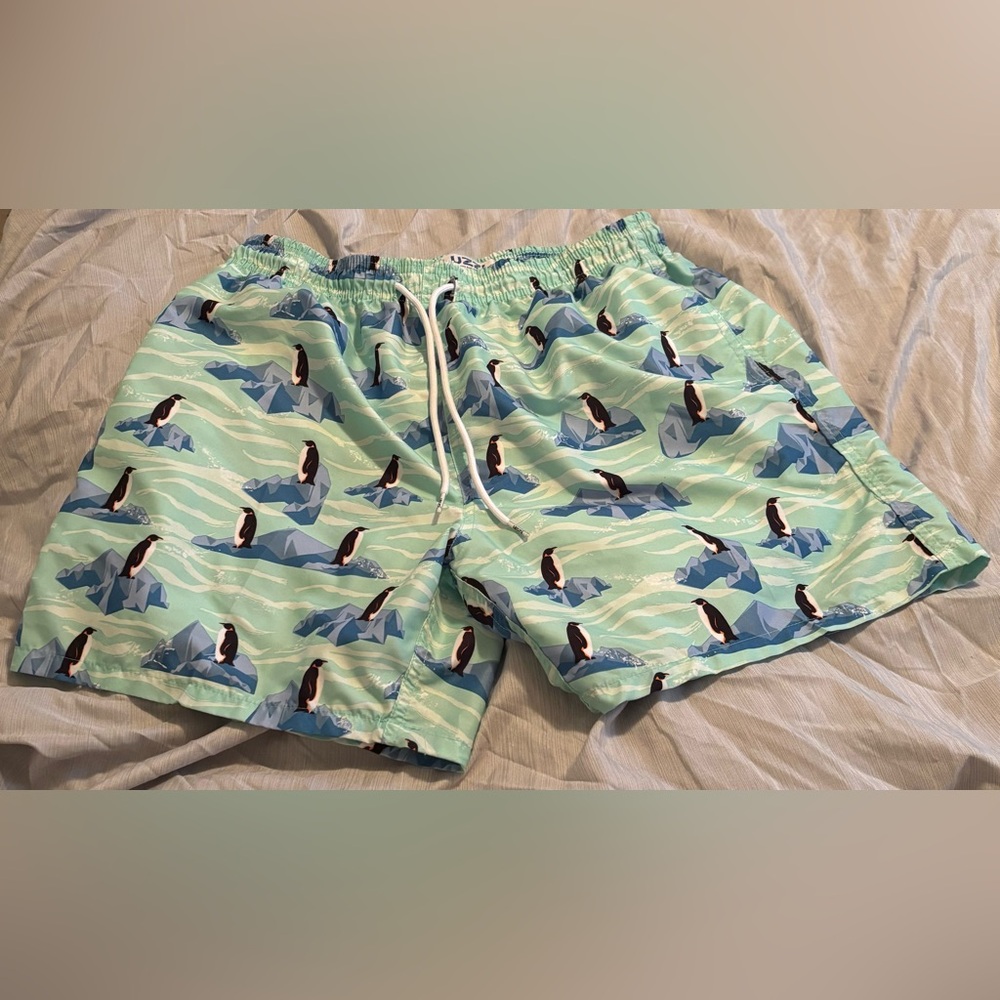 UZZI Men’s Swim Trunks with Penguin Print